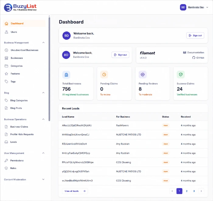 Buzylist Dashboard